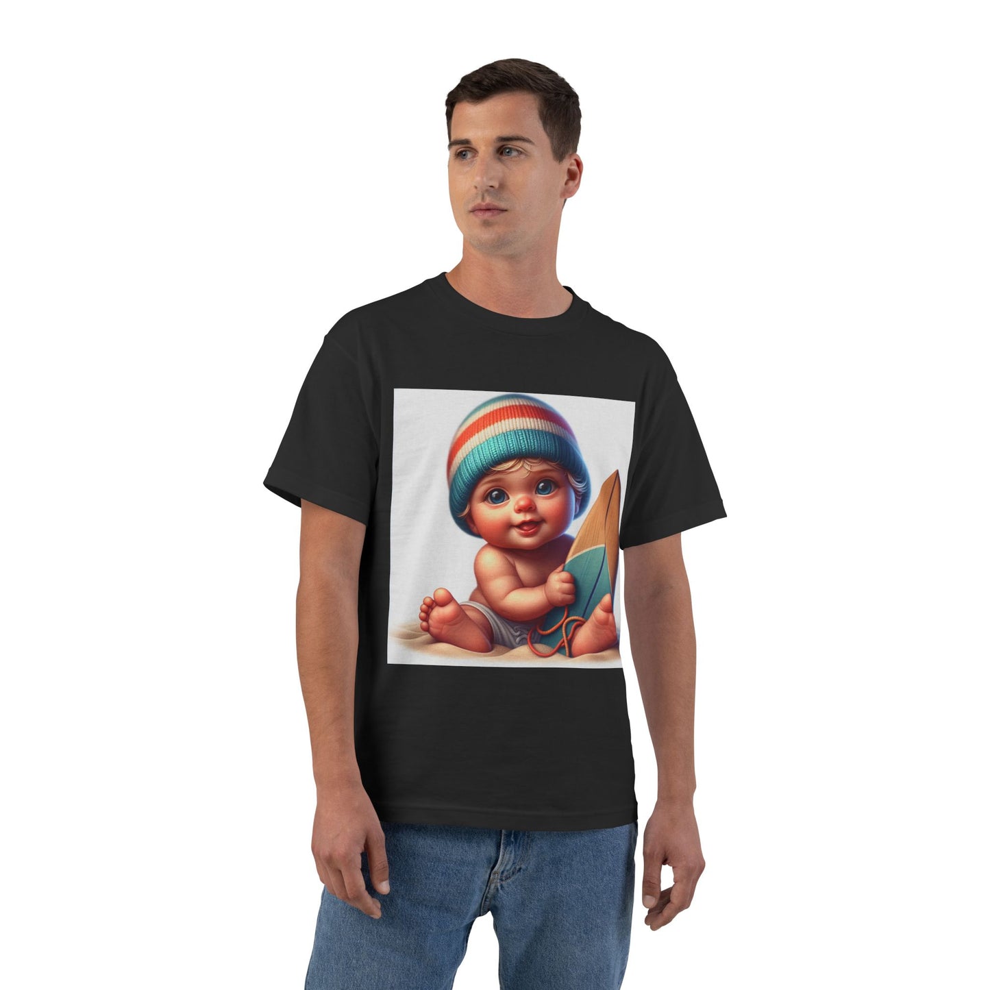 Funny Baby Surfing T-Shirt — Baby with Surfboard Graphic