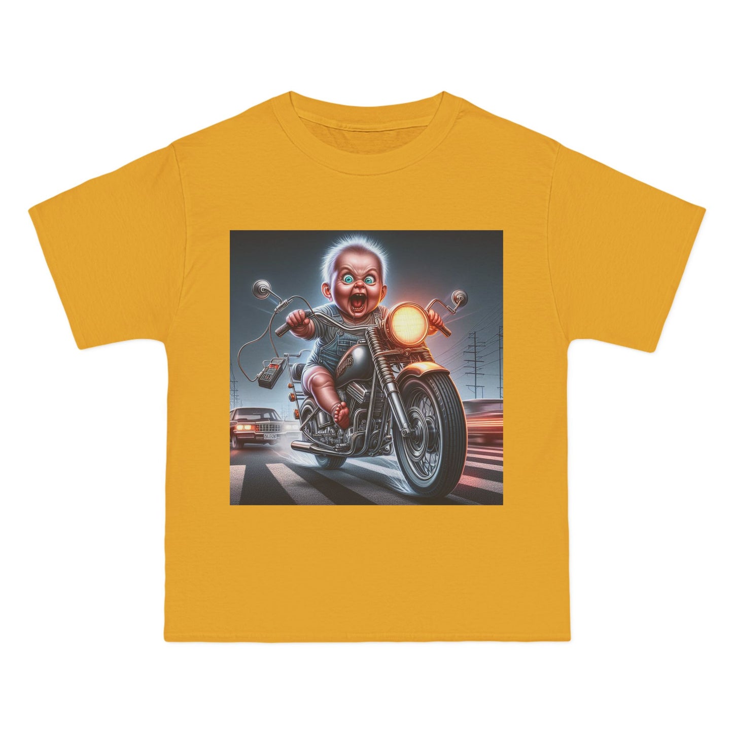 Crazy Baby Riding a Motorcycle T-Shirt — Funny Retro Baby Biker Tee