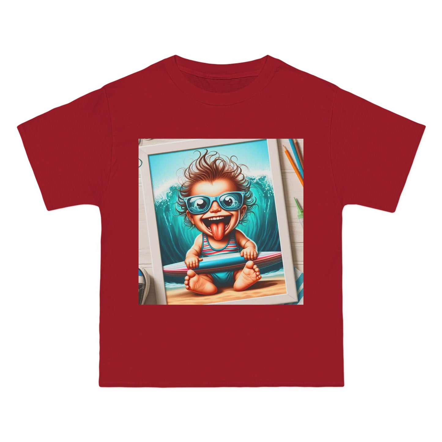 Surfing Baby T-Shirt — Crazy Baby with Surfboard Design