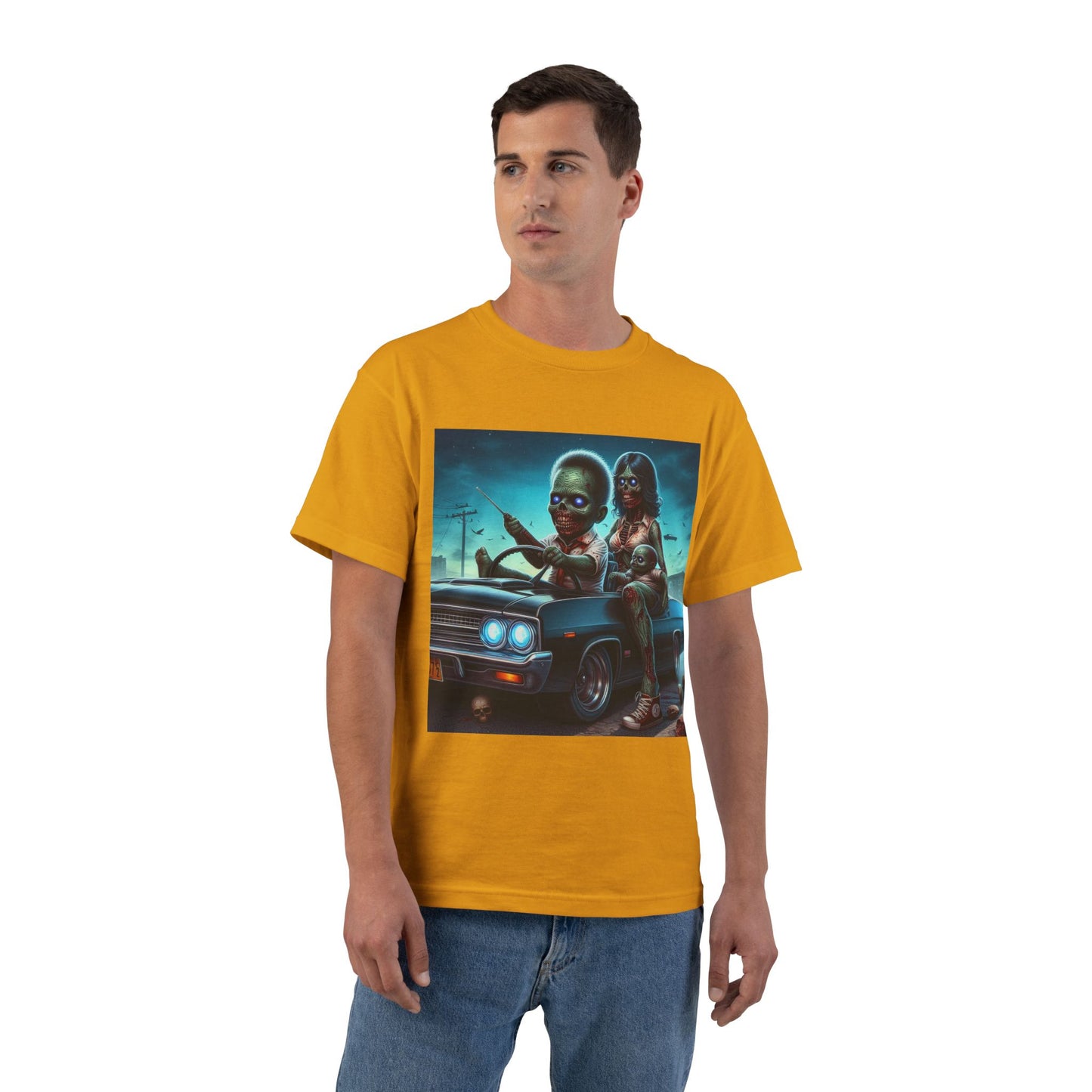 Zombie Baby Family Car T-Shirt — Cute Spooky Driving Crew Tee
