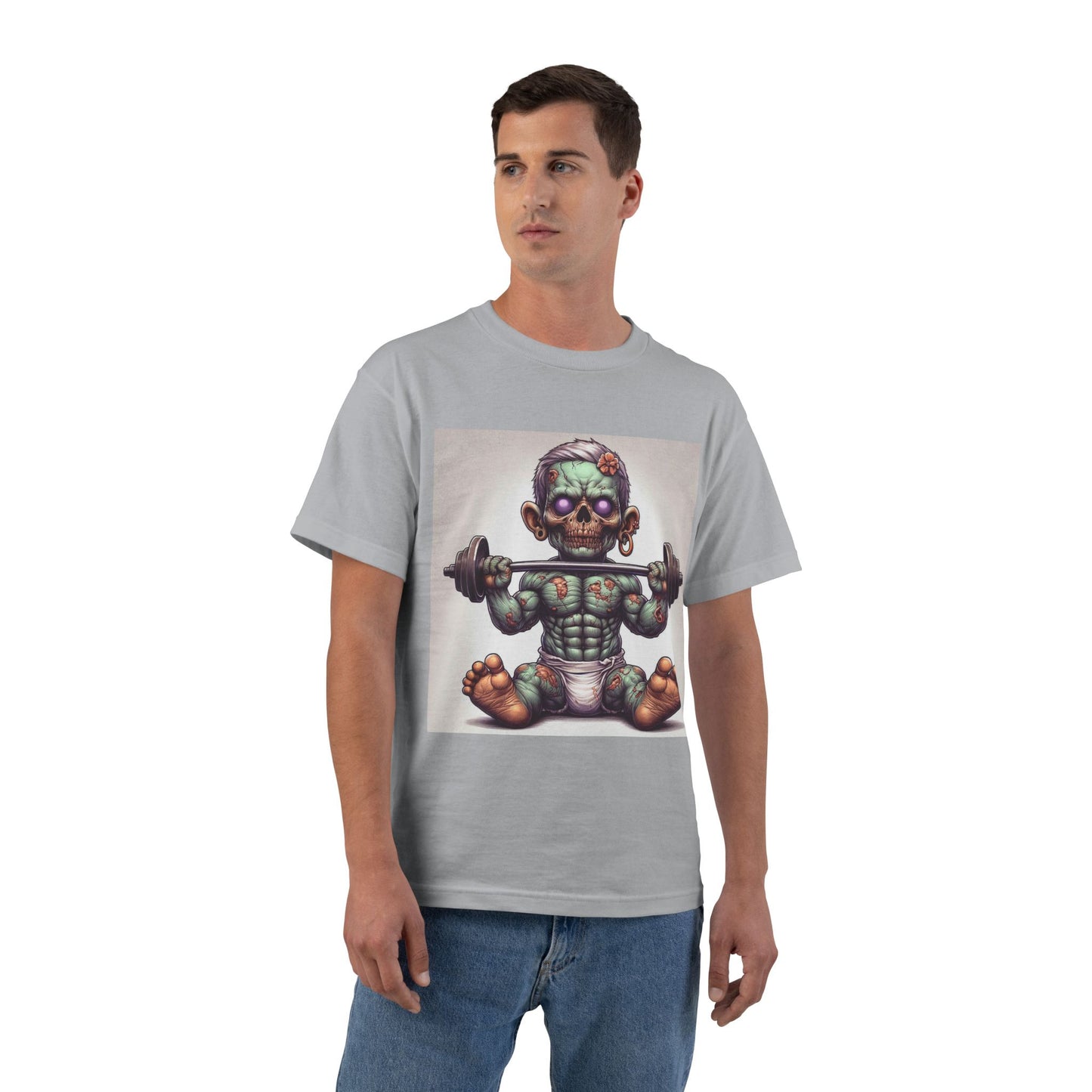 Weightlifting Zombie Baby T-Shirt — Funny Gym Skull Infant Design