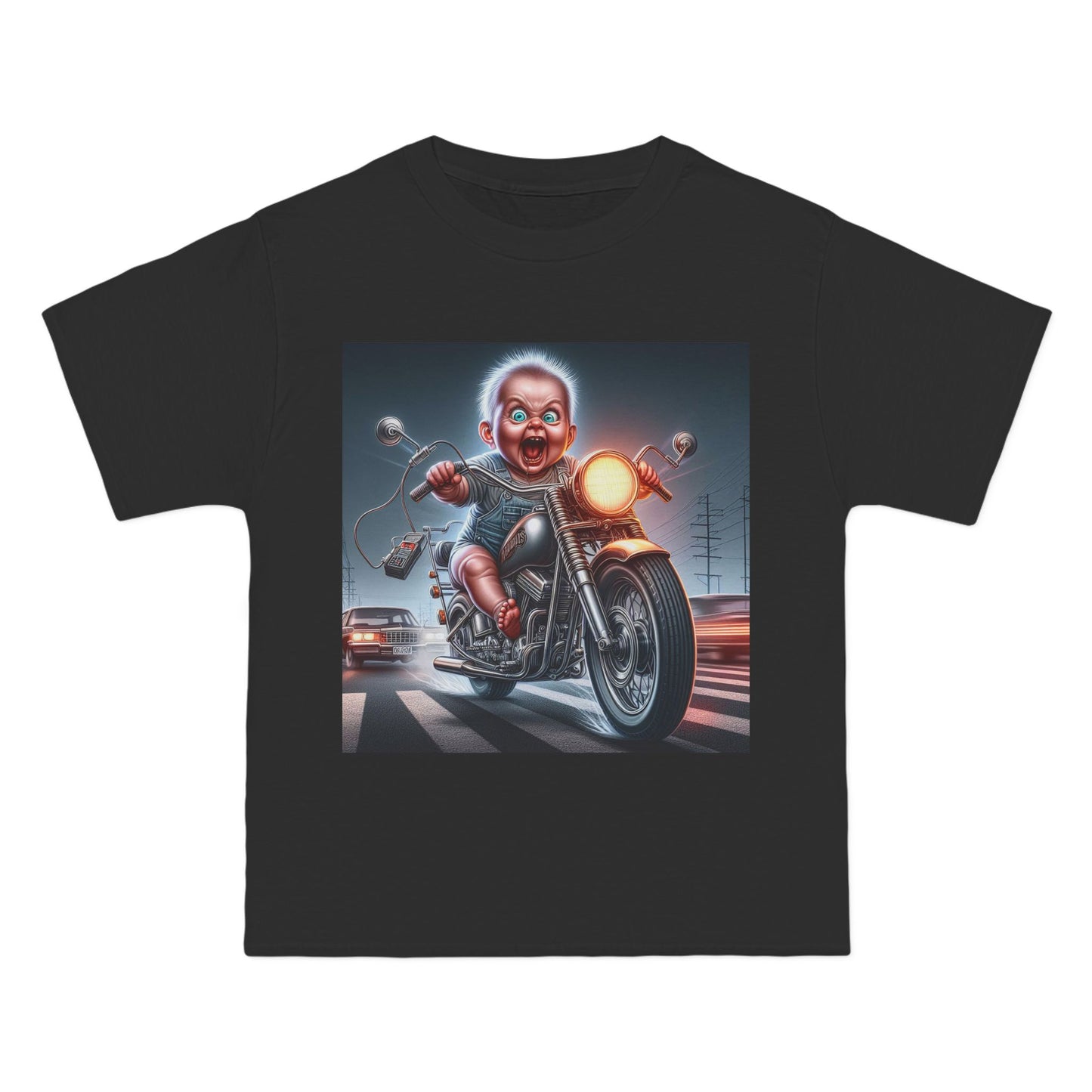 Crazy Baby Riding a Motorcycle T-Shirt — Funny Retro Baby Biker Tee