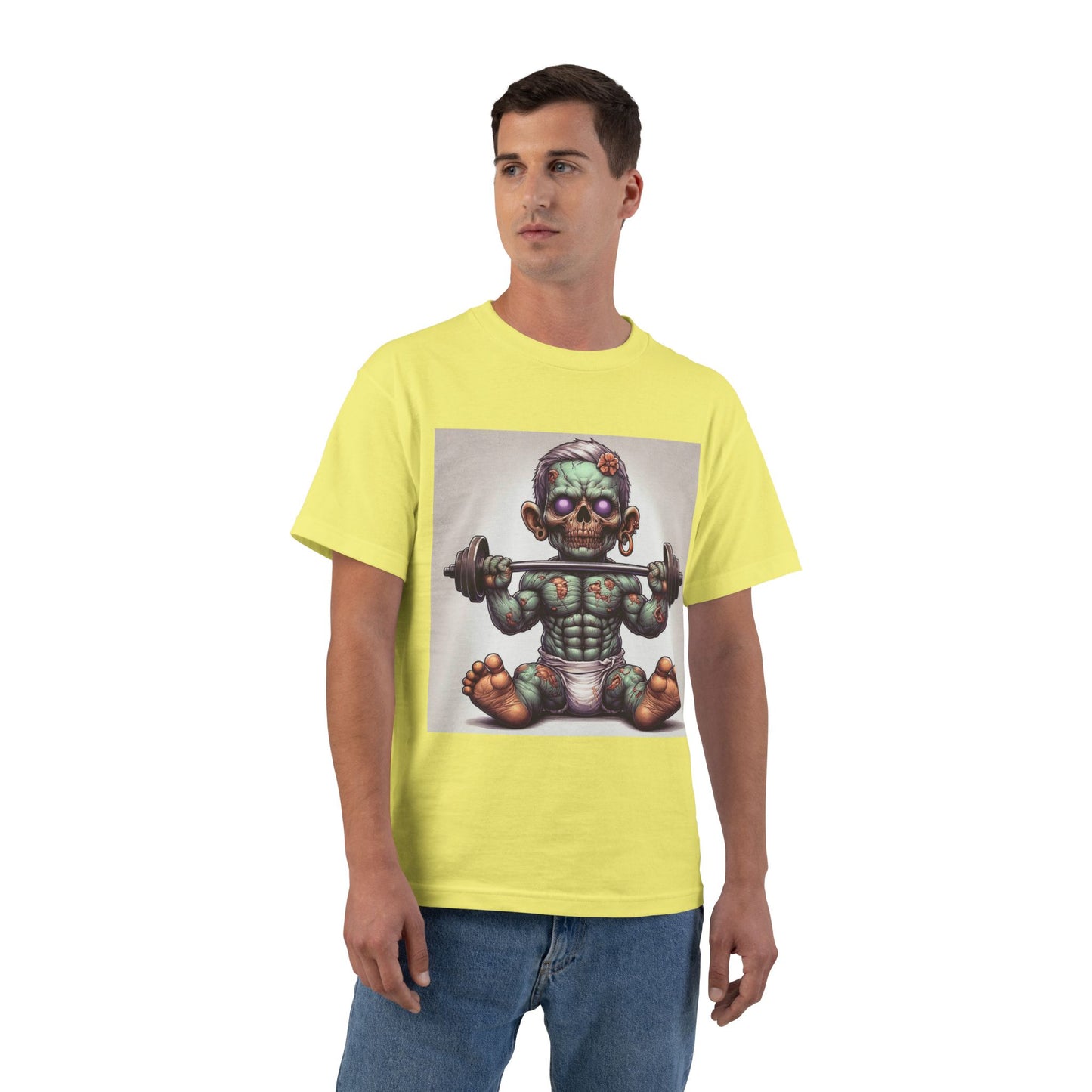 Weightlifting Zombie Baby T-Shirt — Funny Gym Skull Infant Design