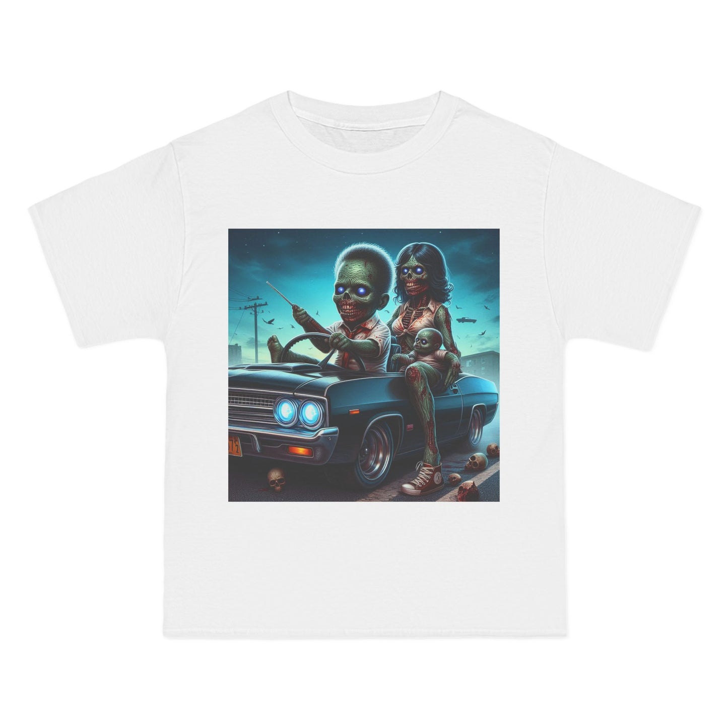 Zombie Baby Family Car T-Shirt — Cute Spooky Driving Crew Tee
