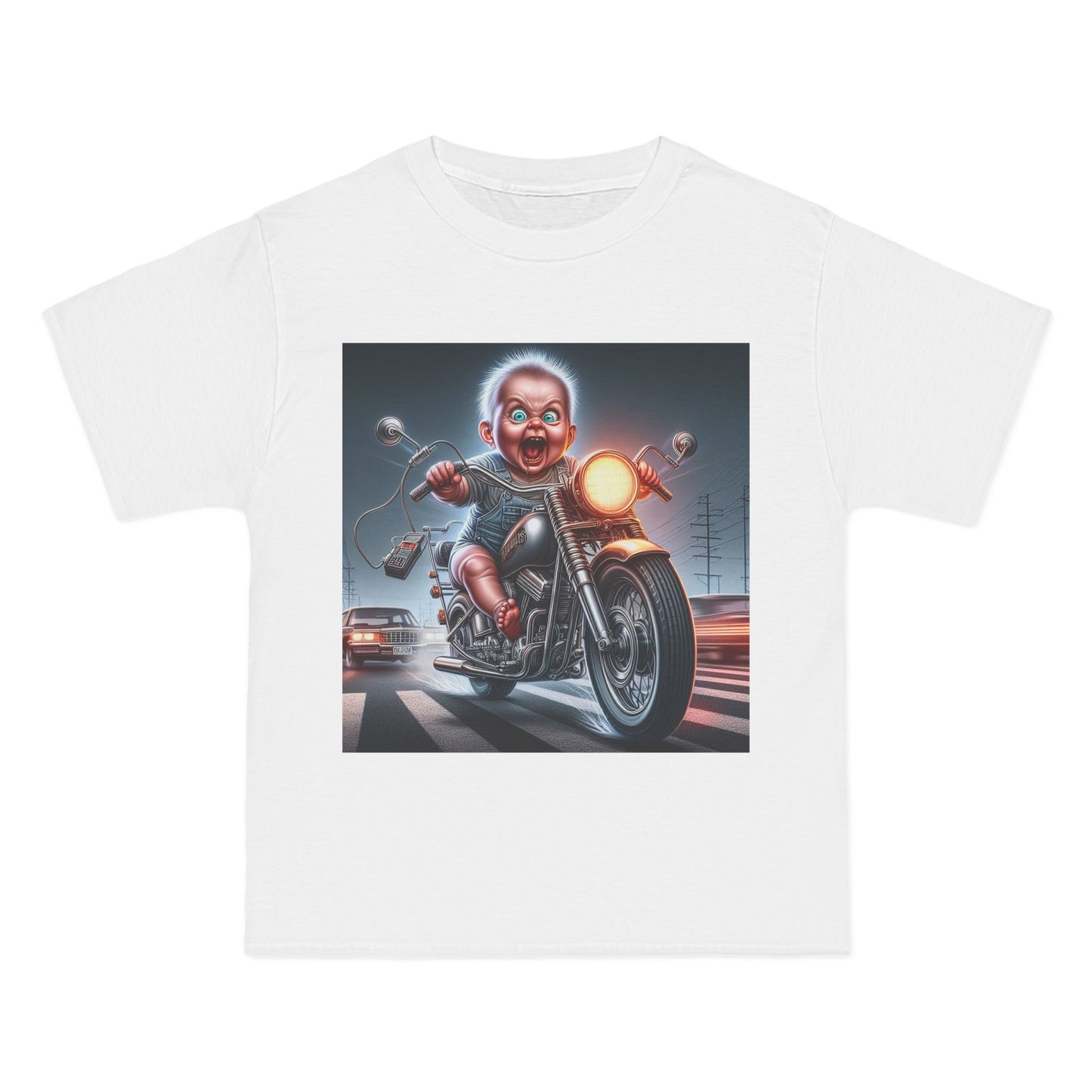 Crazy Baby Riding a Motorcycle T-Shirt — Funny Retro Baby Biker Tee