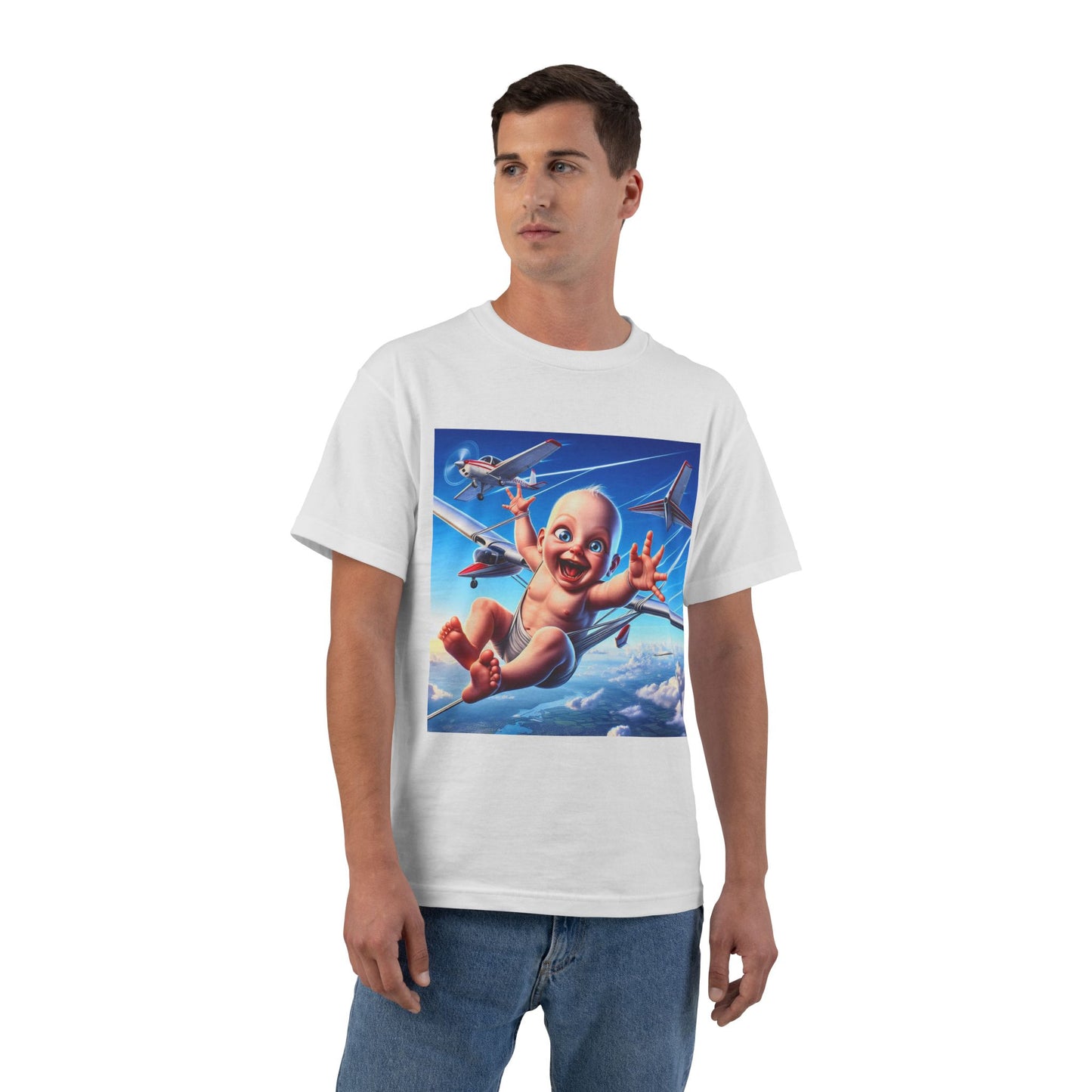 Baby Parachute Graphic T-Shirt — Cute Baby Parachuting Design