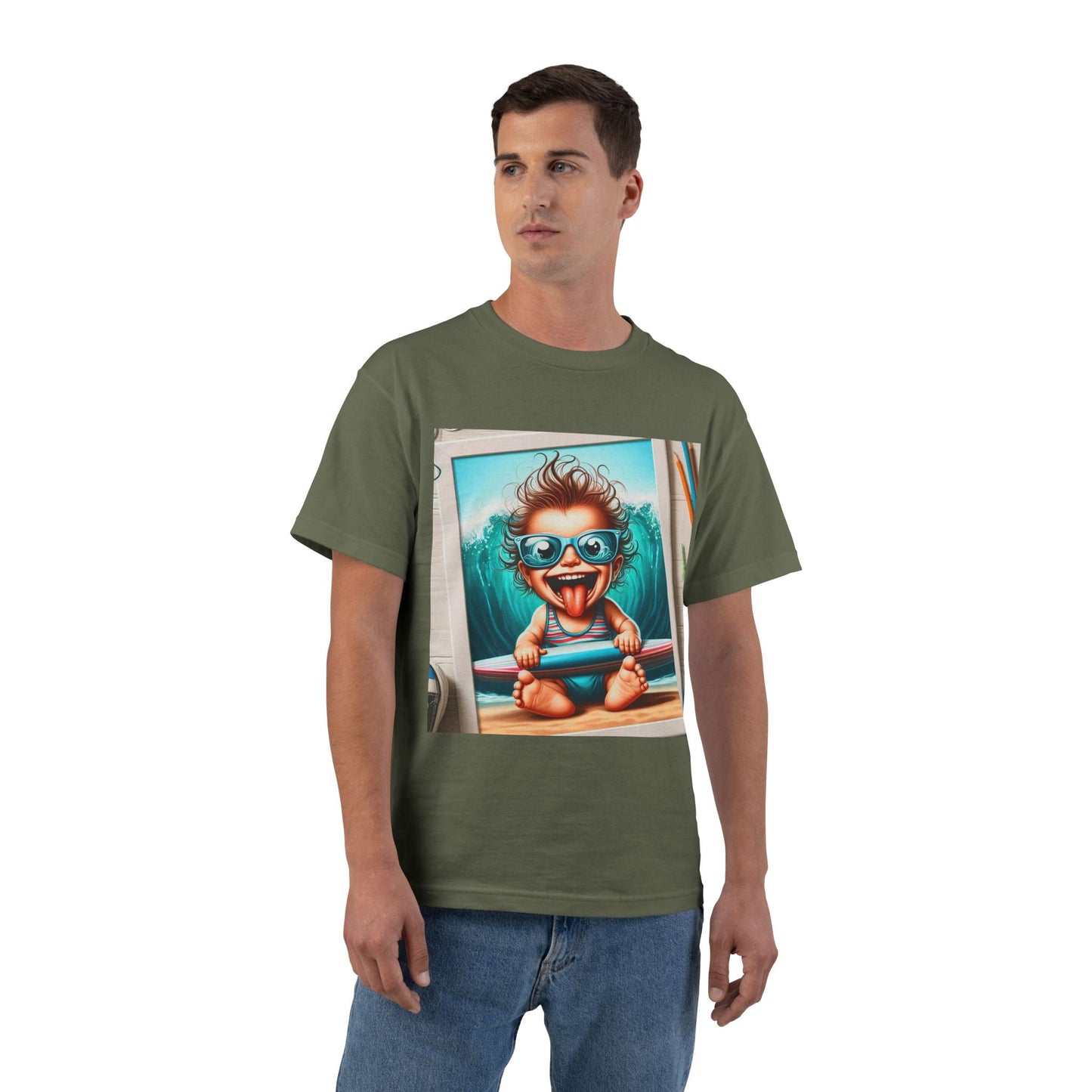 Surfing Baby T-Shirt — Crazy Baby with Surfboard Design