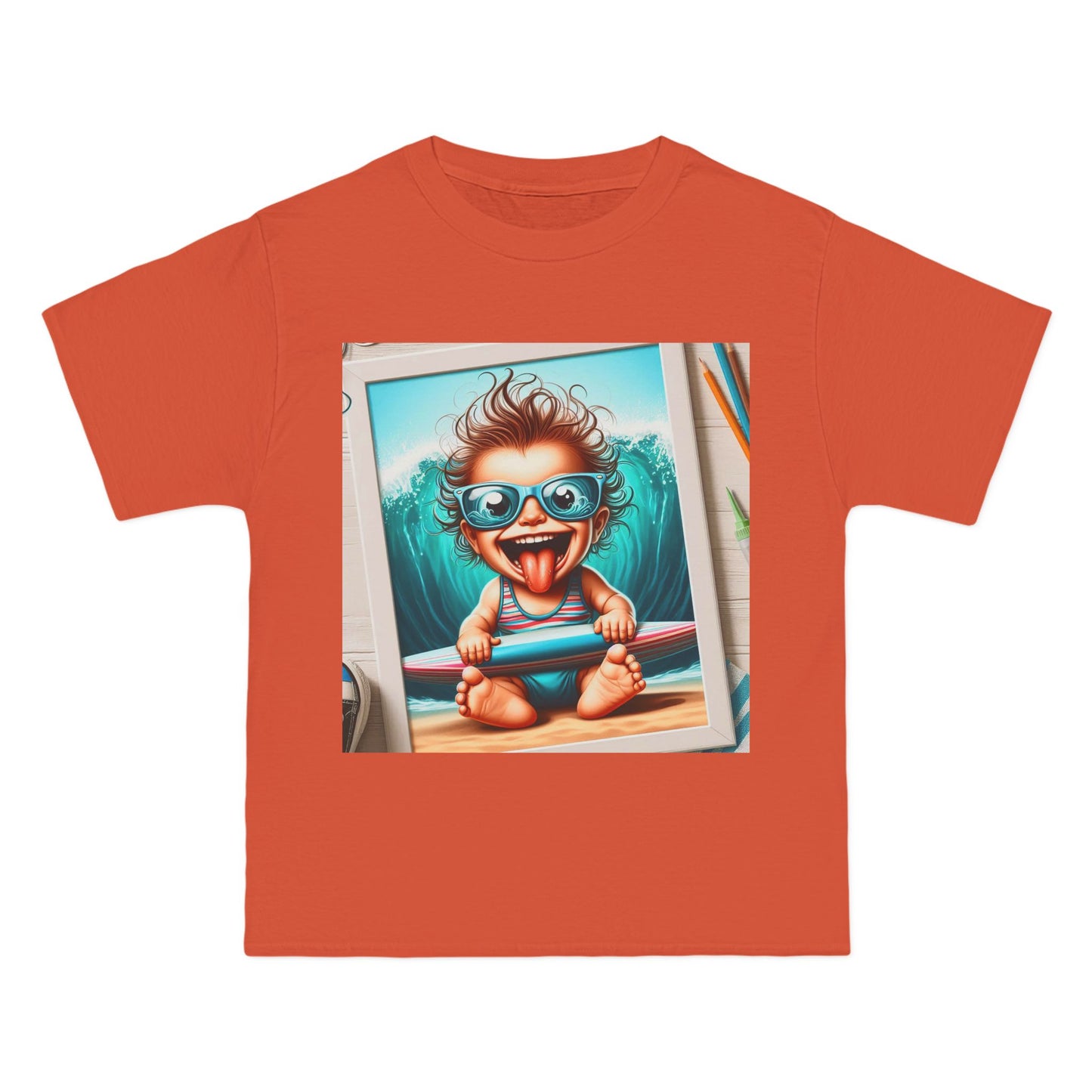 Surfing Baby T-Shirt — Crazy Baby with Surfboard Design
