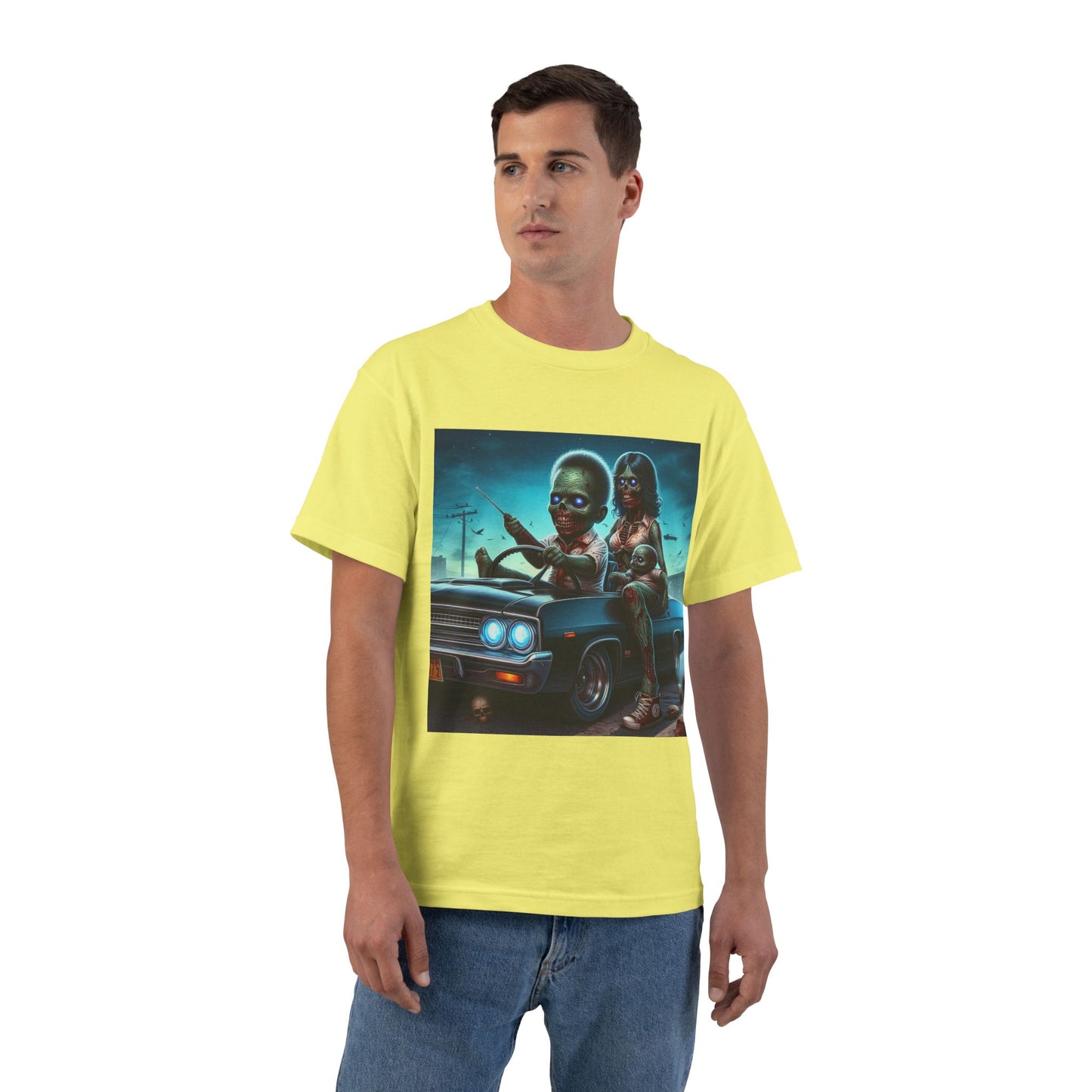 Zombie Baby Family Car T-Shirt — Cute Spooky Driving Crew Tee