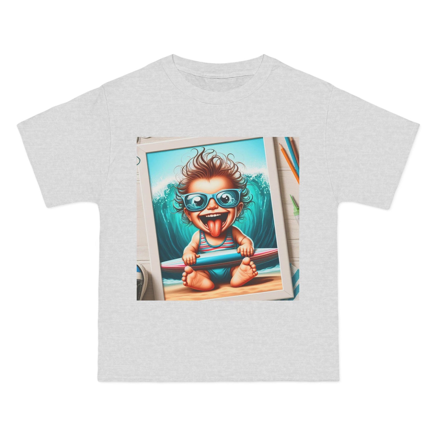 Surfing Baby T-Shirt — Crazy Baby with Surfboard Design
