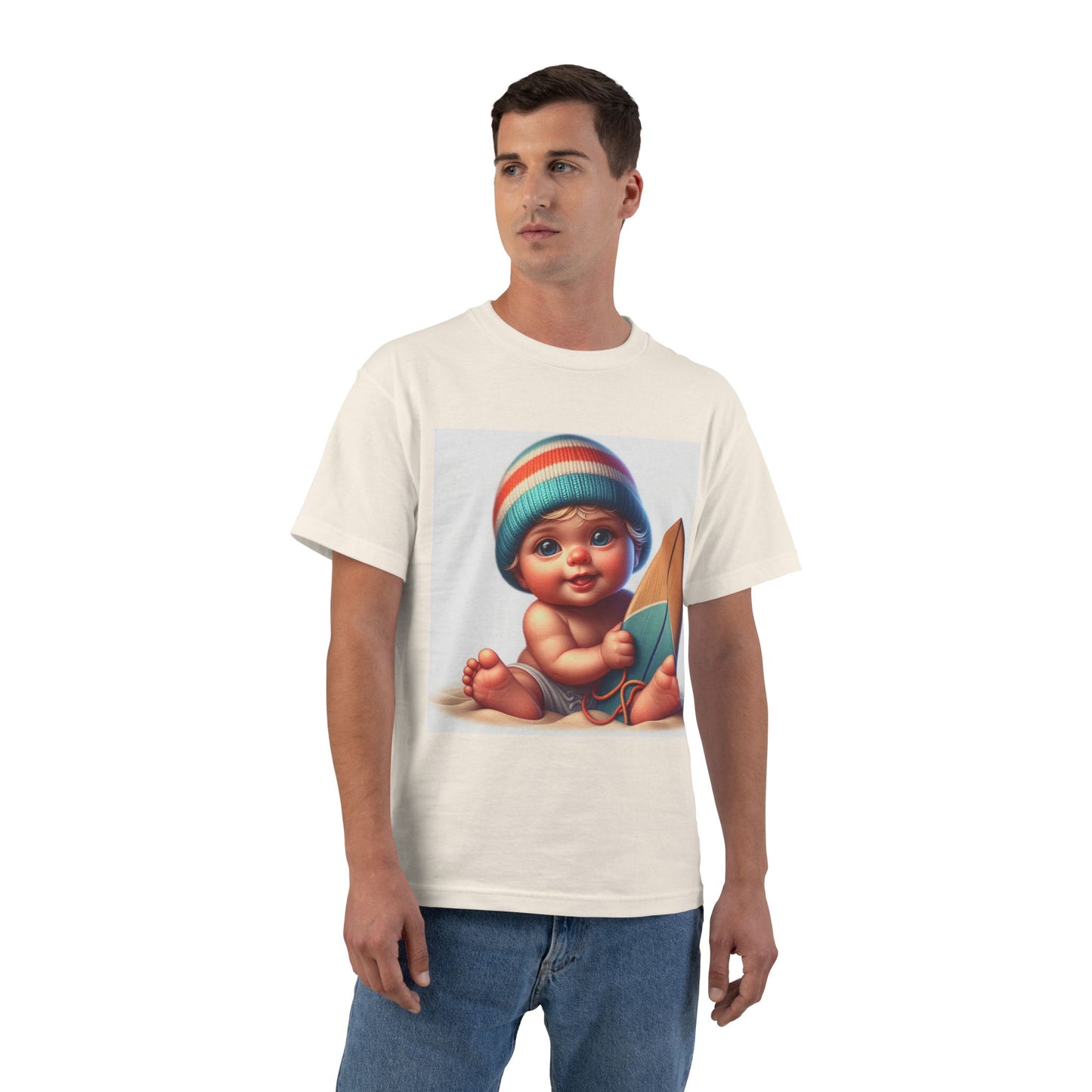Funny Baby Surfing T-Shirt — Baby with Surfboard Graphic