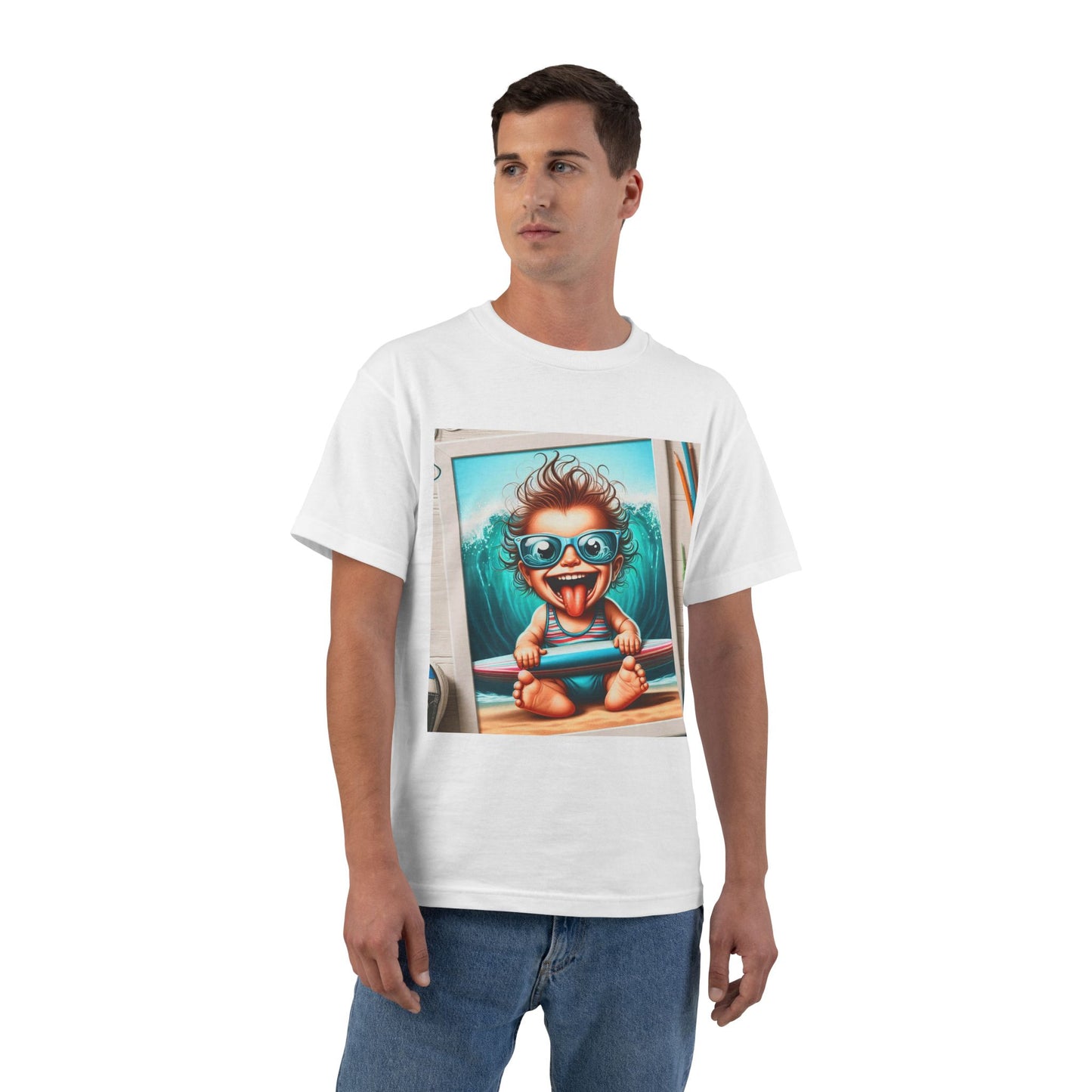 Surfing Baby T-Shirt — Crazy Baby with Surfboard Design