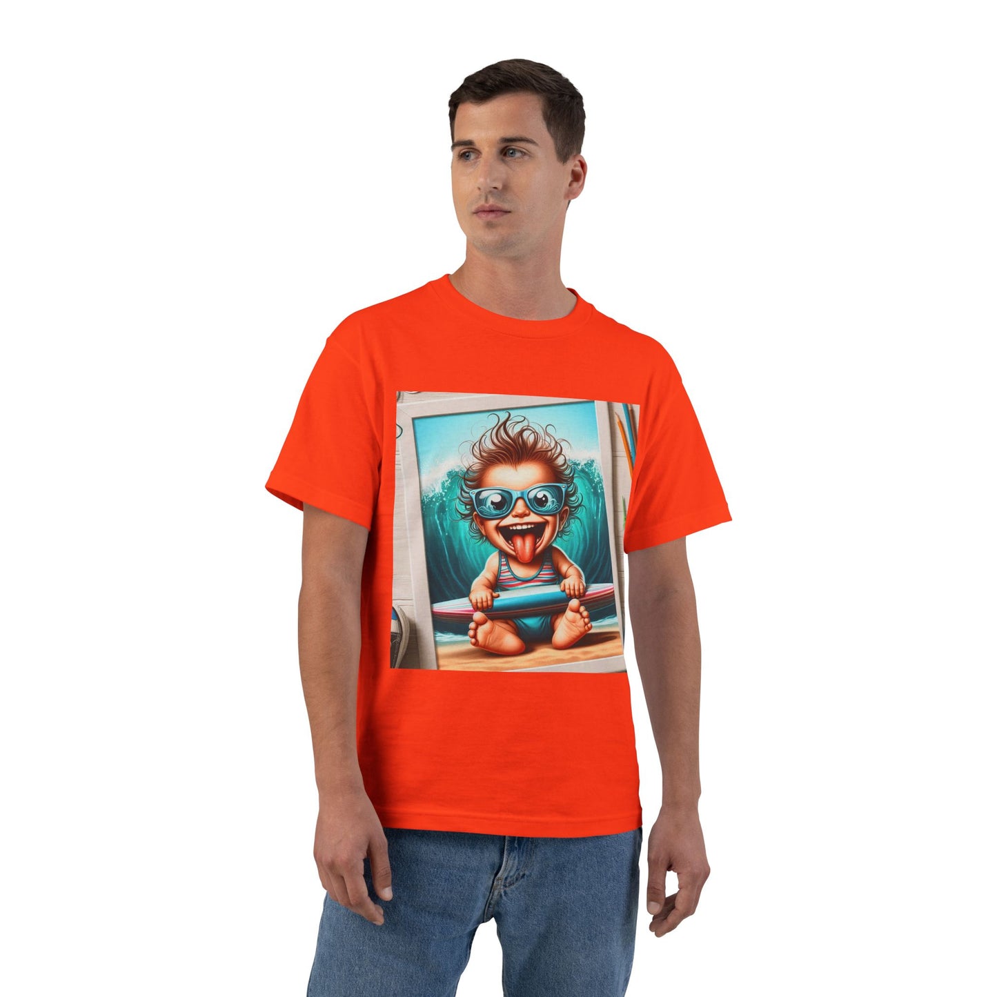 Surfing Baby T-Shirt — Crazy Baby with Surfboard Design