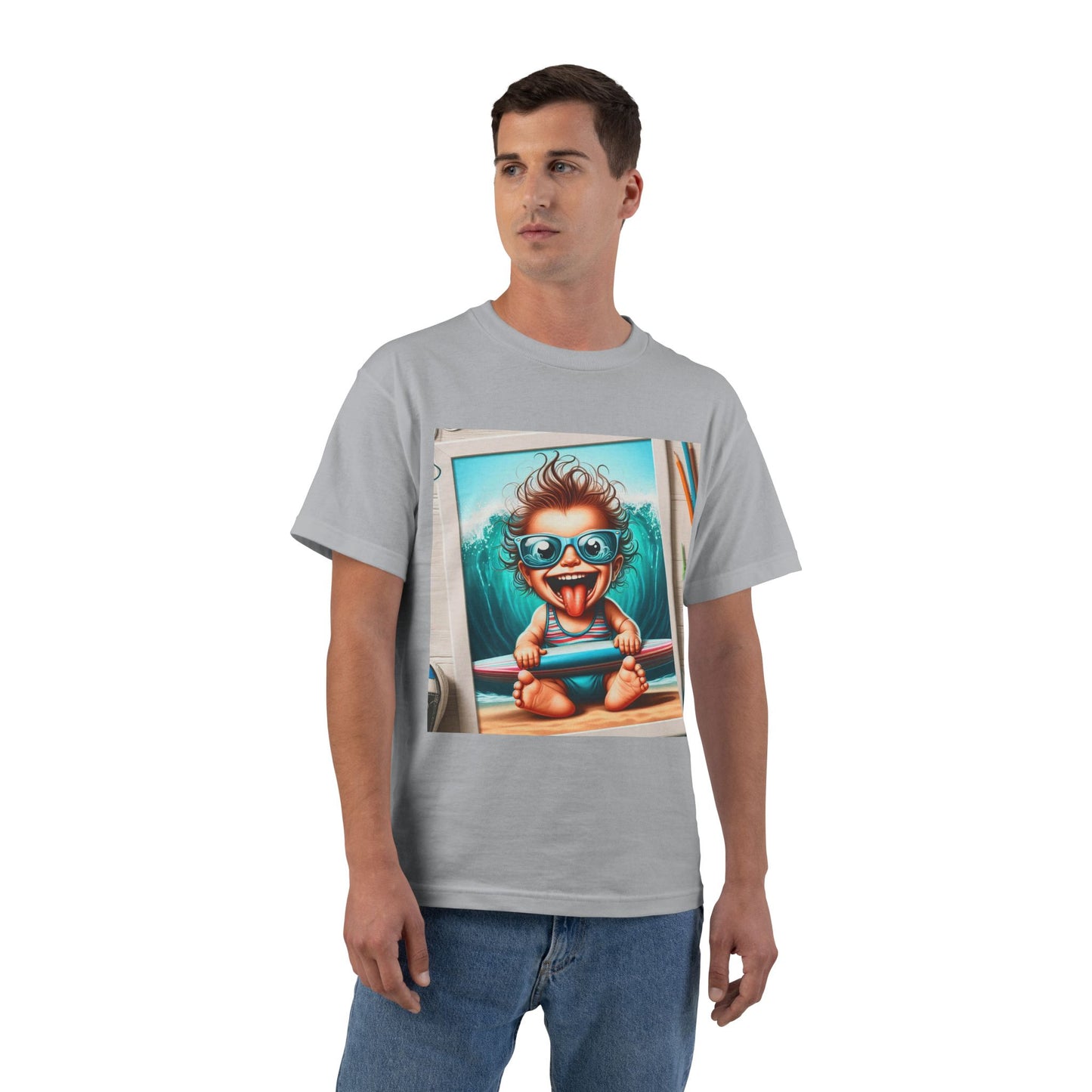 Surfing Baby T-Shirt — Crazy Baby with Surfboard Design