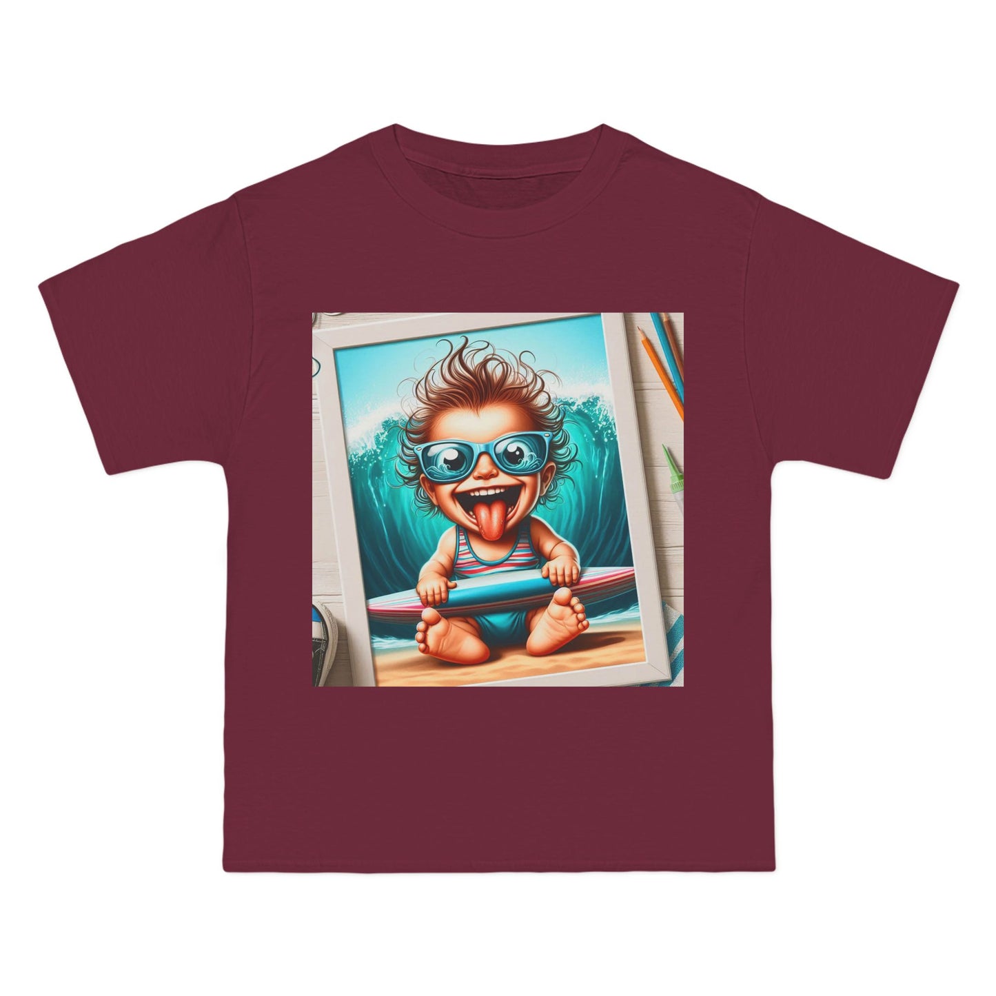 Surfing Baby T-Shirt — Crazy Baby with Surfboard Design
