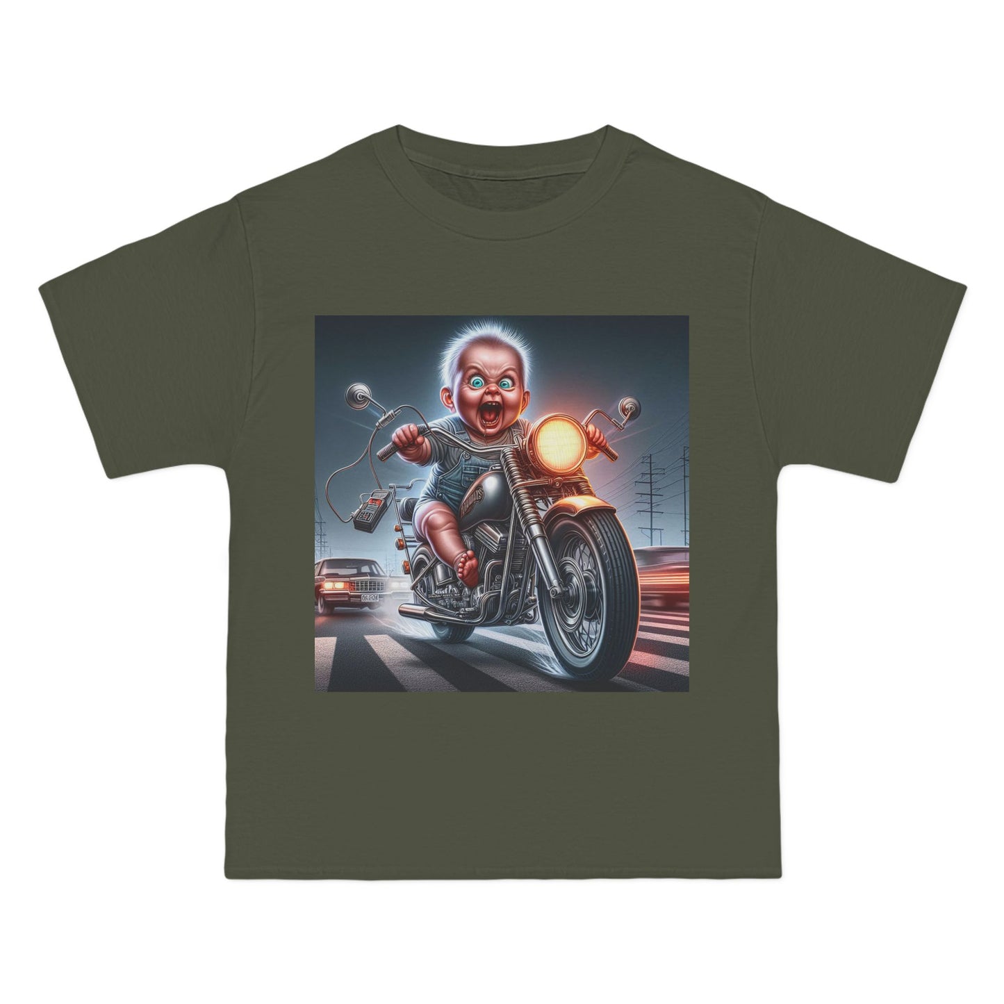 Crazy Baby Riding a Motorcycle T-Shirt — Funny Retro Baby Biker Tee