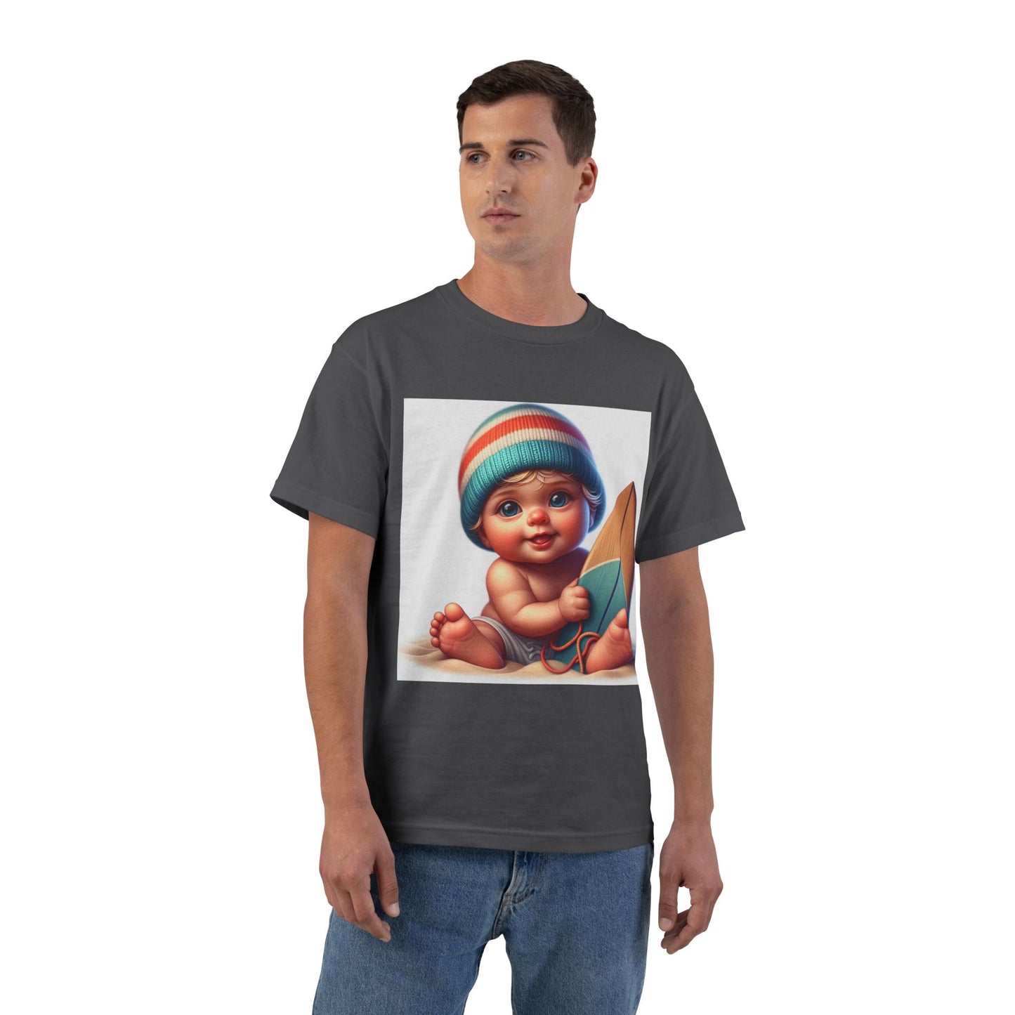 Funny Baby Surfing T-Shirt — Baby with Surfboard Graphic