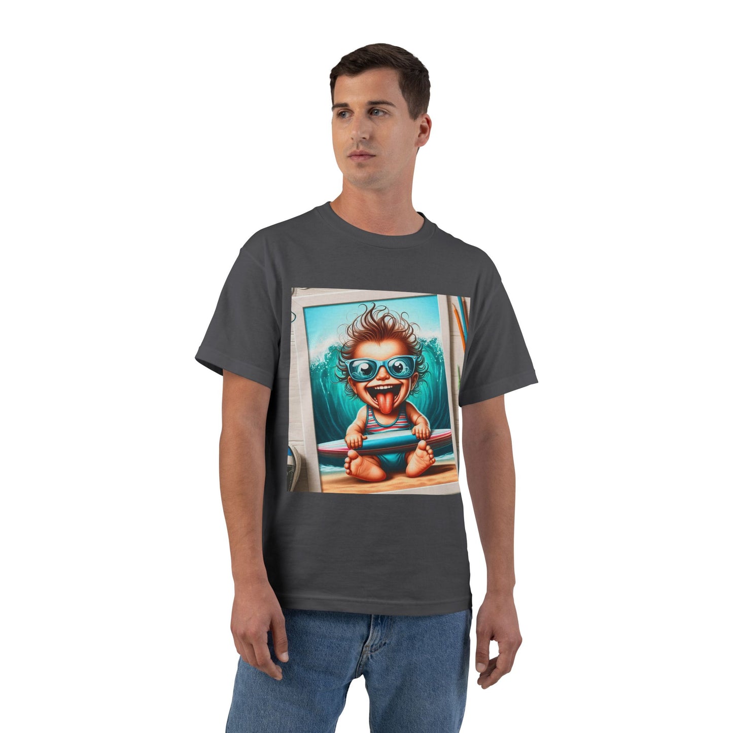 Surfing Baby T-Shirt — Crazy Baby with Surfboard Design