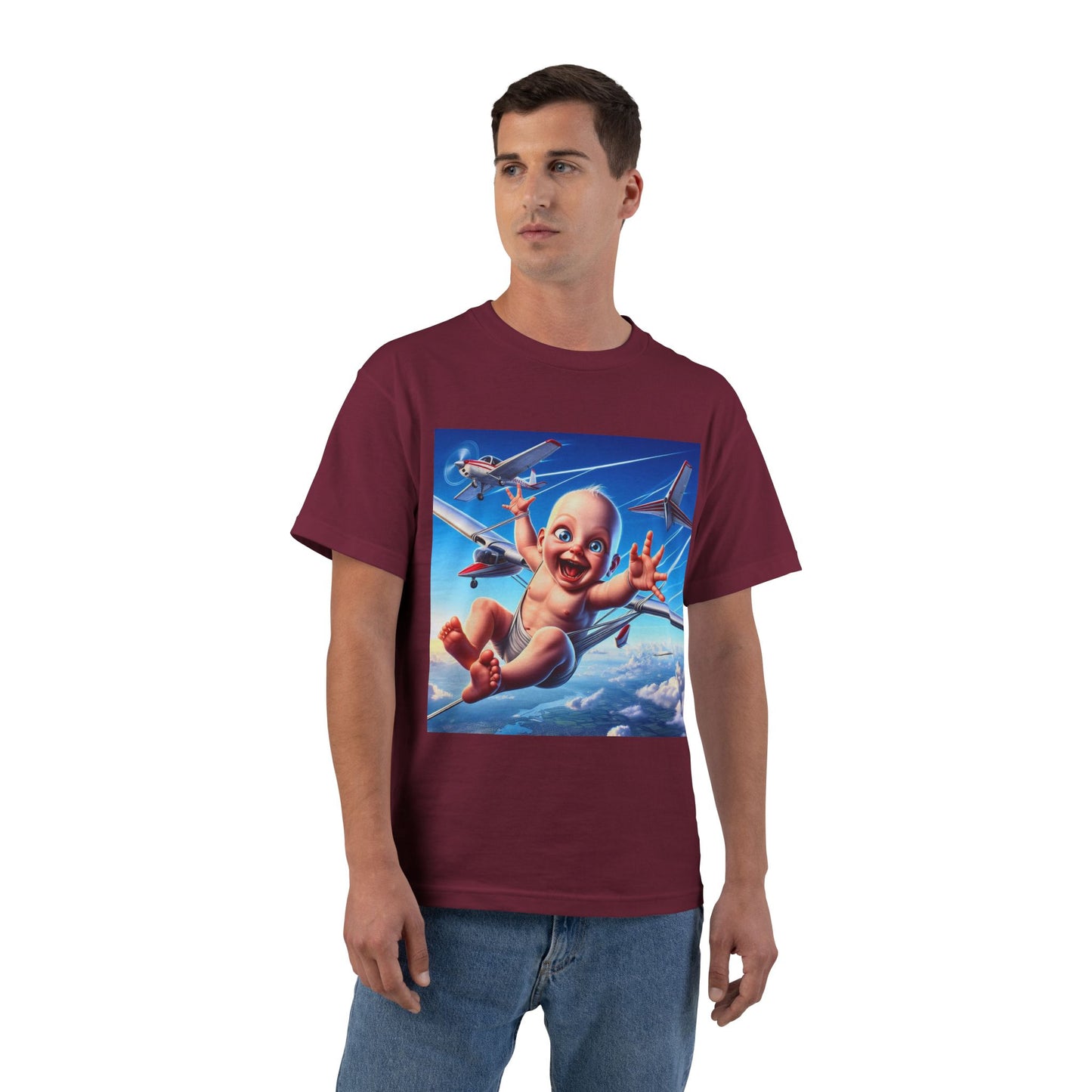 Baby Parachute Graphic T-Shirt — Cute Baby Parachuting Design